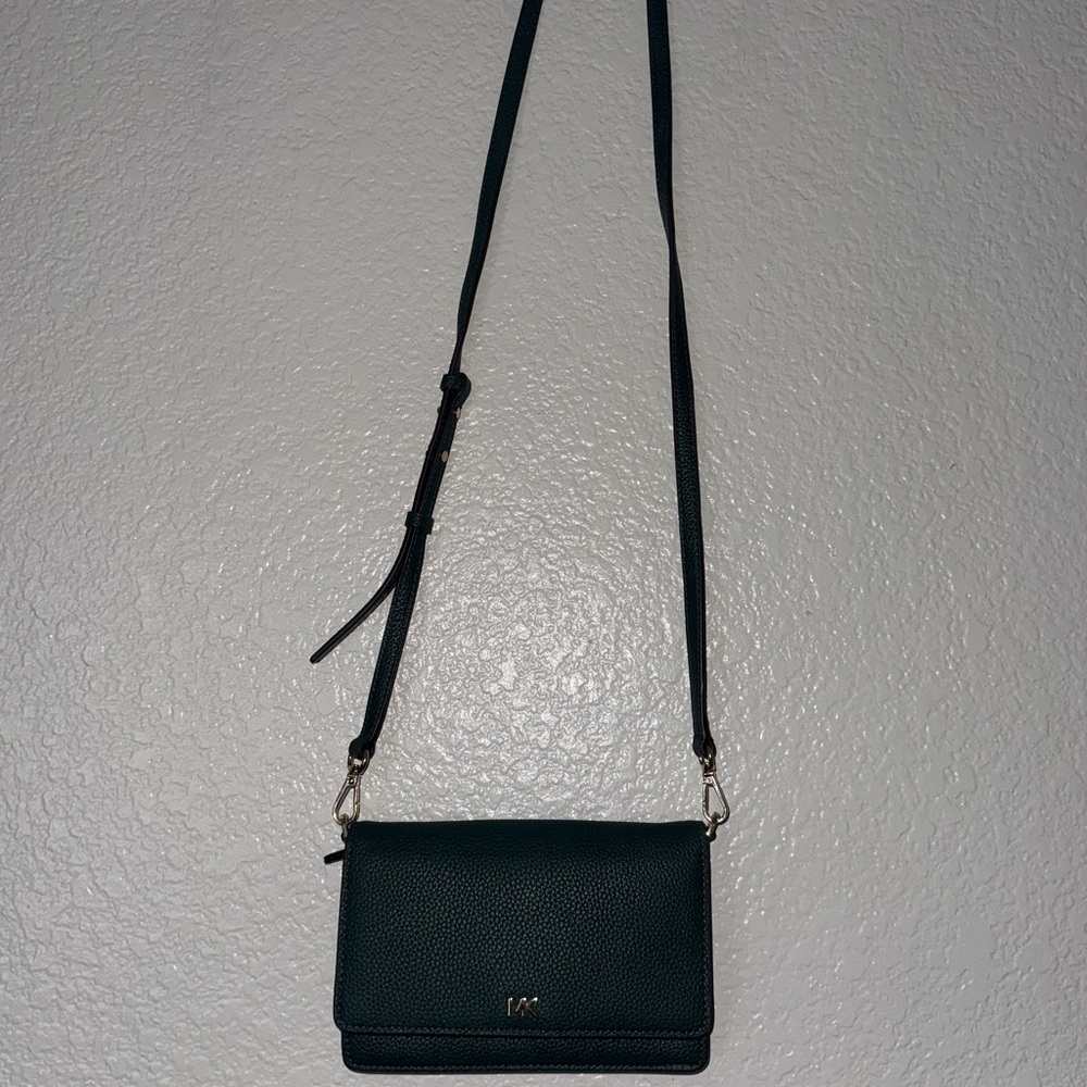 Michael Kors Pebbled Leather Convertible Crossbody Bag Green l Shoulder Purse